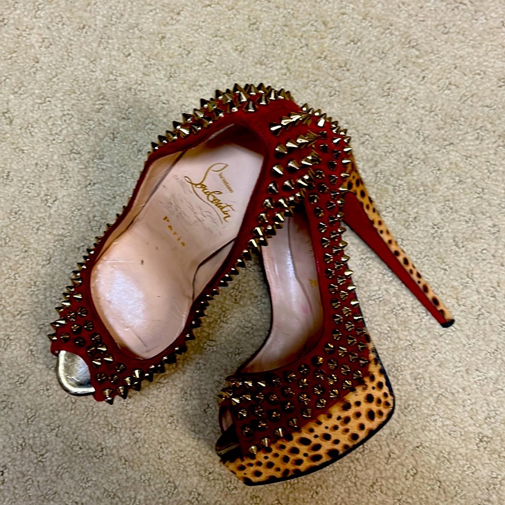 Leopard print spiky Louboutin heels